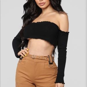 Black & white off the shoulder top